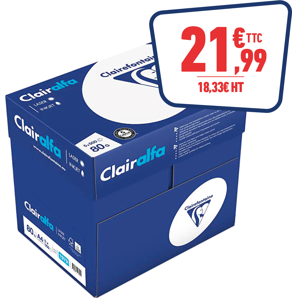 Carton de 5 ramettes de 500 feuilles